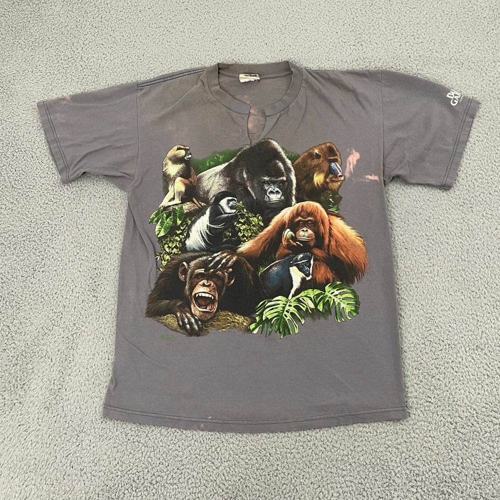 Busch Gardens Shirt Men L Gray Tampa Bay FL Animal Graphic Print Cotton Tee